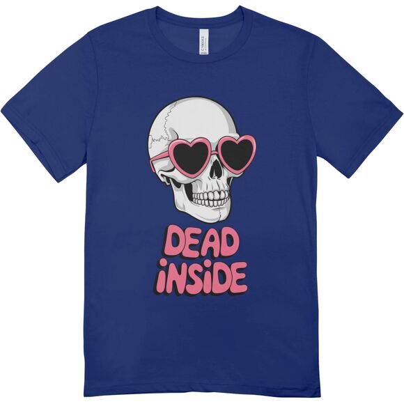 Dark Funny Halloween Shirt | Dead Inside Skeleton Tee | Hanes Softstyle Unisex - Picture 1 of 1